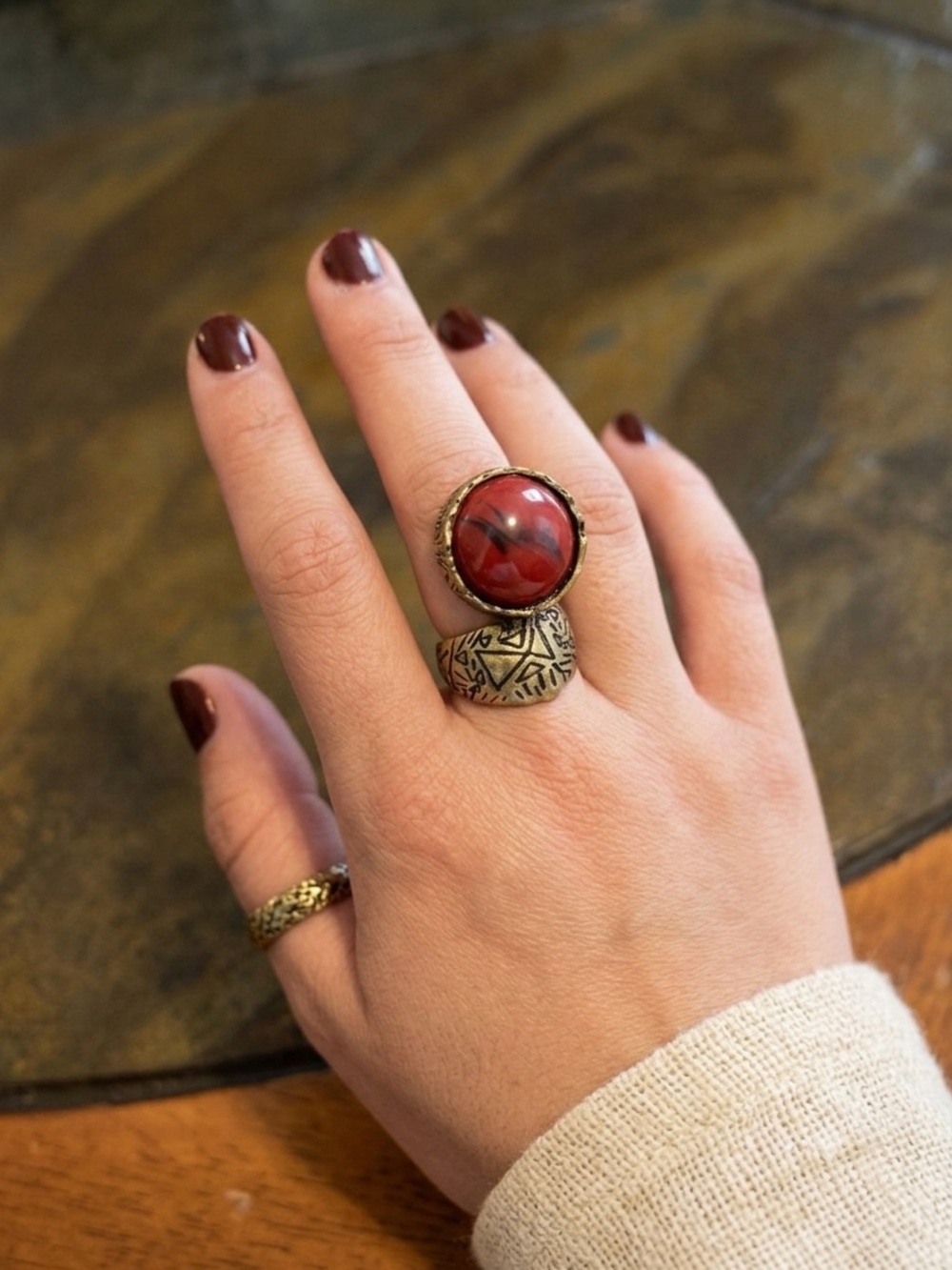 Red Stone Statement Ring - Women's Fashion Jewelry